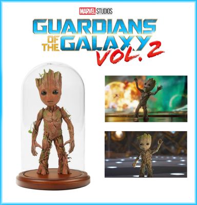 Baby Groot Maquette
The Guardians must fight to keep their newfound family together as they unravel the mystery of Peter Quill's true parentage. Originally produced in very limited quantity as gifts for the crew on production of Marvelâ€™s 2017 film Guardians of the Galaxy Vol. 2, this is a â€œlife sizeâ€ Baby Groot Maquette measuring 9.5 inches tall with a custom made glass bell jar.
Keywords: Baby Groot Maquette