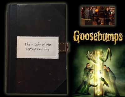 The Night of the Living Dummy Book
A teenager teams up with the daughter of young adult horror author R. L. Stine after the writer's imaginary demons are set free on the town of Madison, Delaware. This is the book â€œThe Night of the Living Dummyâ€ used in the 2015 film Goosebumps, based on the children's book series of the same name by R.L. Stine. You first hear about this particular book when we learn that R. L. Stine (Jack Black) created the stories as a child to terrorize the people that made fun of him. We then learn that making the stories with his magical typewriter brought the viscous and uncontrollable monsters to life, so he had to trap them inside their manuscripts using metal locks. Returning to the house, they find Slappy from The Night of the Living Dummy, angry from being imprisoned and burns his own manuscript. This book has the metal lock that kept the creatures locked inside the manuscript along with the title of the book on the cover and originally obtained from a contest held by the film studio.
Keywords: The Night of the Living Dummy Book