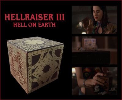 Lament Cube
Hellraiser III: Hell on Earth is a 1992 horror film and the third installment in the Hellraiser series. After learning in "Hellraiser II" that he used to be a British Air Force Capt. Elliot Spencer (Doug Bradley) before he was sucked into another dimension and turned into the pain-craving creature known as Pinhead. Meanwhile, Pinhead is sealed in a column, which is bought by J.P. Monroe (Kevin Bernhardt). In a dream, reporter Joey Summerskill (Terry Farrell) learns from Spencer she must reunite his two halves to send the murderous Pinhead back to his world. This is one of the screen used lament static boxes used throughout the film and was obtained directly from one of the leading special effects artists in the movie industry.
Keywords: Lament Cube