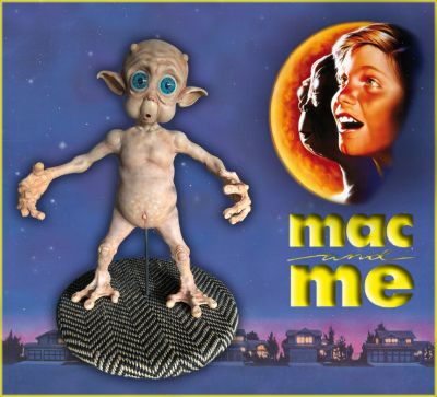 â€œMACâ€ (Mysterious Alien Creature) Puppet
A young extraterrestrial known as â€œMACâ€ (Mysterious Alien Creature) escapes from the nefarious NASA agents and is befriended by a wheelchair-using boy named Eric Cruise (Jonathan Ward). Together, Eric and MAC try to find MAC's family, from whom he has been separated. From the 1988 science fiction film Mac and Me, this is the only known Mac puppet that survived filming and was used as a stand in when the main puppet was not needed. Created by the late Stan Winston Studio, the puppet has an internal posable armature allowing him to be positioned as needed.
Keywords: â€œMACâ€ (Mysterious Alien Creature) Puppet