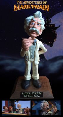 Mark Twain Puppet
The film features a series of skits extracted from several of Mark Twain's works; while built around a plot that features Twain's attempts to keep his "appointment" with Halley's Comet. The story follows Twain and three children, Tom Sawyer, Huck Finn, and Becky Thatcher, on an airship between various adventures. This is a screen used Mark Twain puppet used in various scenes along with his signature cigar. Made with a internal armature, the puppet is made entirely of clay and is poseable. Still in excellent condition considering it's film use and age, this is a remarkable piece obtained from Will Vinton Studios now known as Laika.
Keywords: Mark Twain Puppet