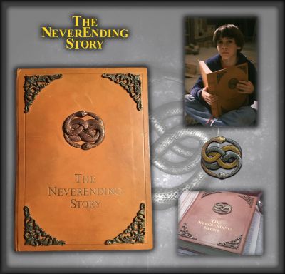The Neverending Story Book
On his way to school, Bastian (Barret Oliver) ducks into a bookstore to avoid bullies. Sneaking away with a book called "The Neverending Story," Bastian begins reading it in the school attic. The novel is about Fantasia, a fantasy land threatened by "The Nothing," a darkness that destroys everything it touches. The kingdom needs the help of a human child to survive and when Bastian reads a description of himself in the book, he begins to wonder if Fantasia is real and needs him to survive. This is story book used in The Neverending Story from the producer at Bravaria Film Studio and was delivered personally by the star of the film, Noah Hathaway who played "Atreyu".
Keywords: The Neverending Story Book