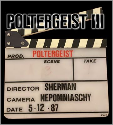 Poltergeist III Clapper
Carol Anne is staying with her aunt in a high-rise building, where the supernatural forces haunting her make their return. From the 1987 horror film Poltergeist III, this is the production clapper used during filming.
Keywords: Poltergeist III Clapper