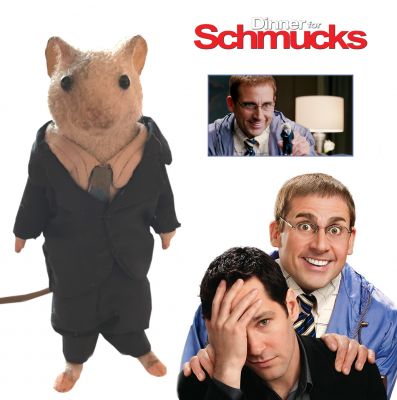 "Tim" Mouse 
A "Tim" Mouse Display from the 2010 Jay Roach comedy, Dinner for Schmucks. In the film, financial executive Tim Conrad (Paul Rudd) must impresses his boss Lance Fender (Bruce Greenwood) at a dinner party where he is required to present a 'schmuck' of his choice, to be secretly ridiculed by the teams financial elite. Tim decides to bring along bizarre taxidermist Barry (Steve Carrell) who creates stunning art with dead mice, however he soon begins to bond with his strange new friend. This particular mouse is crafted by Barry to represent his new friend, Tim. Itâ€™s modeled after their first meeting, and displays the mouse in a blue business suit with a striped white dress shirt and a tie. Made from fur-covered urethane, the mice in the film were designed and created by the Chiodo brothers, along with a team of talented artisans.
Keywords: "Tim" Mouse 