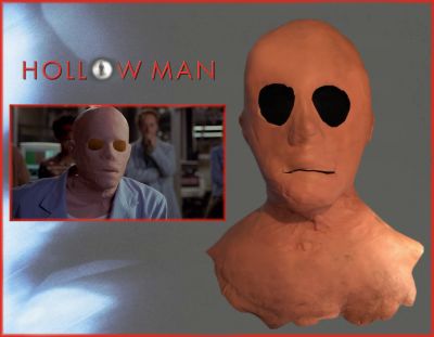 Sebastian Caineâ€™s (Kevin Bacon) Mask
When the leader of a team of scientists volunteers to be the test subject for their experiment in human invisibility, he slowly unravels and turns against them, with horrific consequences. From the 2000 horror film Hollow Man, this is Sebastian Caineâ€™s (Kevin Bacon) hero mask from the film. Made of a thick silicone, this mask also has its production tag reading the version of the mask it is.
Keywords: Sebastian Caineâ€™s (Kevin Bacon) Mask
