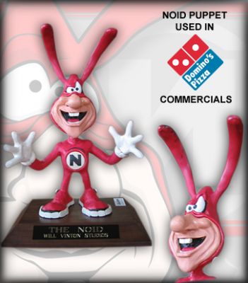 "The Noid" Puppet
The Noid (voiced by Pons Maar) is an advertising character for Domino's Pizza created in the 1980s. Clad in a red, skin-tight, rabbit-eared body suit with a black N inscribed in a white circle, The Noid was a physical manifestation of all the challenges (becoming annoyed "a noid") inherent in getting a pizza delivered in 30 minutes or less. Though persistent, his efforts were repeatedly thwarted. The Noid was created in 1986 by Group 243, the advertising agency for Domino's Pizza, and was animated by Will Vinton Studios. This is a hero Noid puppet used by Will Vinton Studios for multiple different TV appearances in the Dominoâ€™s Commercials and still has his metal armature. Although multiple were made this is the only one found in almost perfect condition and remarkably still posable. The Noid has made a few appearances in modern-day entertainment, including an altercation in the Family Guy episode "Deep Throats," in an episode of 30 Rock,  in a segment of Michael Jackson: Moonwalker and in two episodes of The Simpsons, once as a Thanksgiving Day parade balloon in the episode "Homer vs. Dignity," and the other in person in the episode "She of Little Faith". The Noid is referred to in the 19th episode of season 2 of The Goldbergs (set in the 1980s), when Barry lands a job delivering pizzas and is told how important it is to "avoid the Noid". He is so bad at his job; the boss eventually accuses Barry of being â€œThe Noidâ€.
Keywords: "The Noid" Puppet