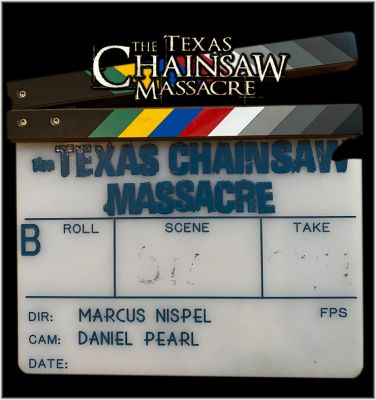 The Texas Chainsaw Massacre Clapper
After picking up a traumatized young hitchhiker, five friends find themselves stalked and hunted by a deformed chainsaw-wielding loon and his family of equally psychopathic killers. From the 2003 horror film The Texas Chainsaw Massacre, this is the production clapper used during filming.
Keywords: The Texas Chainsaw Massacre Clapper