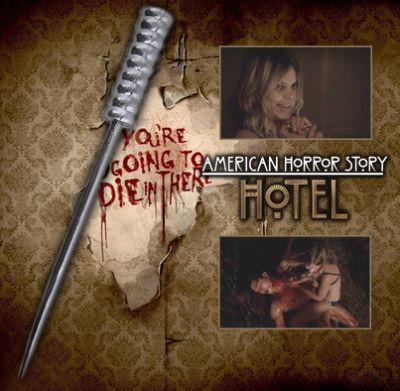 Vendela's (Kamilla Alnes) Ice Pick  
Centered on the mysterious Hotel Cortez in Los Angeles, California, that catches the eye of an intrepid homicide detective (Bentley). The Cortez is host to many disturbing scenarios and paranormal events, and is overseen by its enigmatic matron, The Countess (Gaga), who is a bloodsucking fashionista. The hotel is loosely based on an actual hotel built in 1893 by H. H. Holmes in Chicago, Il. for the 1893 World's Columbian Exposition. It became known as the 'Murder Castle' as it was built for Holmes to torture, murder, and dispose of evidence just as is the Cortez. Used in Episode 6 â€œRoom 33â€ of the 2015 season American Horror Story: Hotel, this is Vendelaâ€™s (Kamilla Alnes) stunt Ice Pick. Agnetha and Vendela have been sooo bored. They've had absolutely nothing to do since they died. All they wanted was to visit an amusement park, maybe see a celebrity or two. Now they're gonna have to find some amusement of their own, inside the Cortez. Maybe they should try a pastime the other ghosts seem to enjoy ; murdering the guests. This pick was seen multiple times during the visit and killing of Mr. Wu.
Keywords: Vendela's (Kamilla Alnes) Ice Pick  